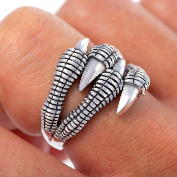 925 Sterling Silver Nidhogg Dragon Claw Ring