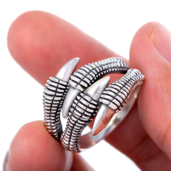 925 Sterling Silver Nidhogg Dragon Claw Ring