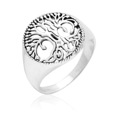 925 Sterling Silver Open Cut Tree of Life / Yggdrasil Ring