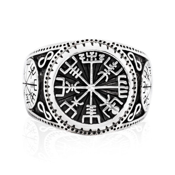 925 Sterling Silver Raised Vegvisir Ring