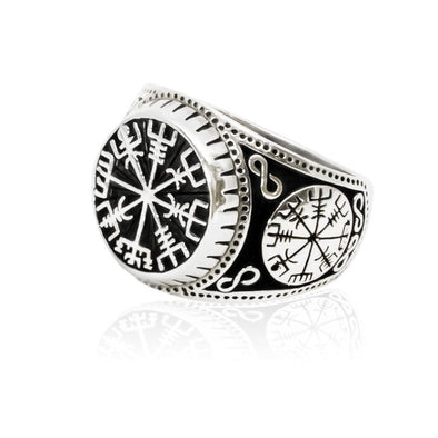 925 Sterling Silver Raised Vegvisir Ring