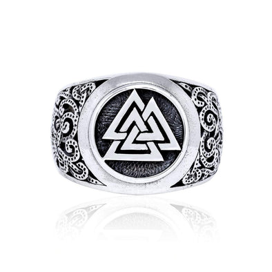 925 Sterling Silver Valknut Ring in Mammen Style