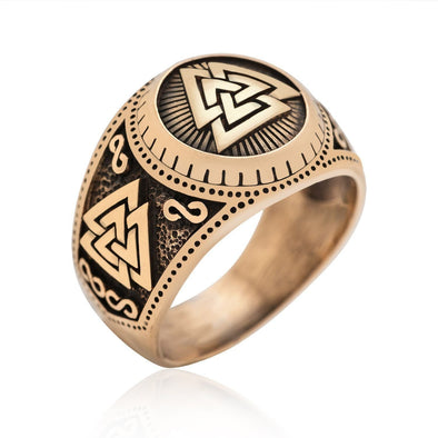 Bronze Triple Valknut Signet Ring