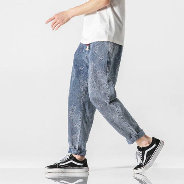 Ikai™ Dragon Print Denim Pants