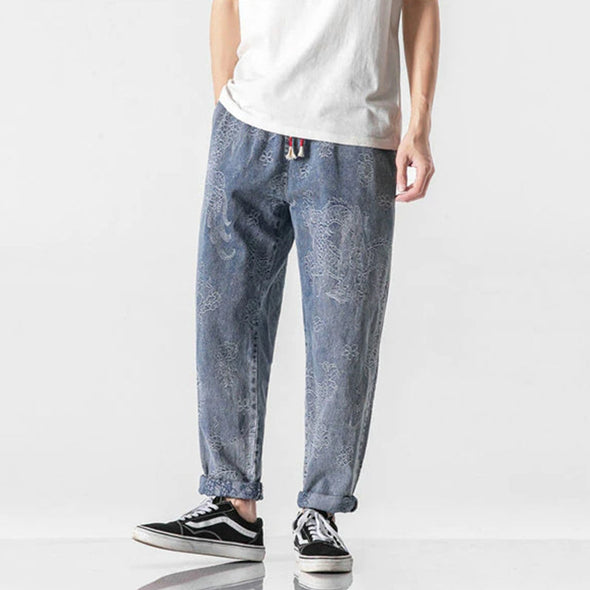 Ikai™ Dragon Print Denim Pants