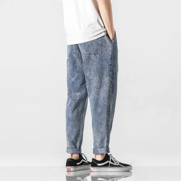 Ikai™ Dragon Print Denim Pants