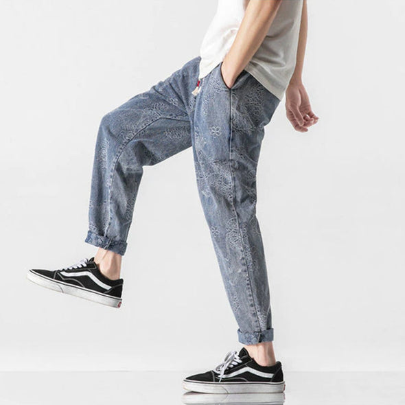 Ikai™ Dragon Print Denim Pants