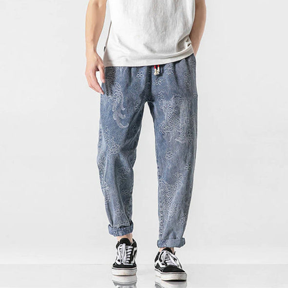 Ikai™ Dragon Print Denim Pants