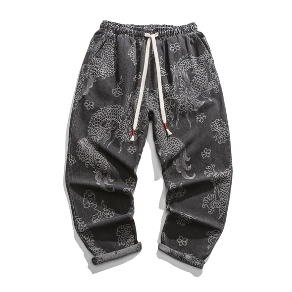 Ikai™ Dragon Print Denim Pants