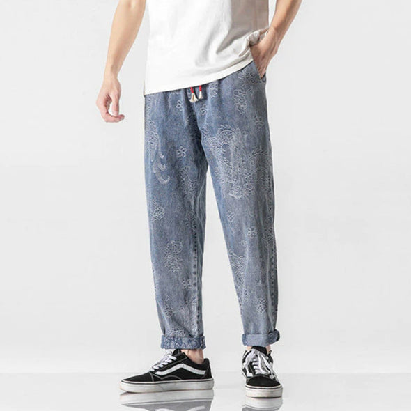 Ikai™ Dragon Print Denim Pants