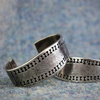 Small Pewter Viking Cuff Bracelet - Handcrafted in the UK