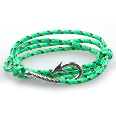 West Tide Neon Green Patterned Hook Bracelet (Silver)