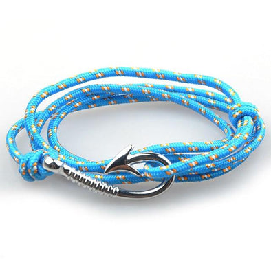 West Tide Baby Blue Patterned Hook Bracelet (Silver)