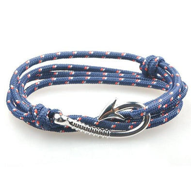 West Tide Blue-Patterned Hook Bracelet (Silver)