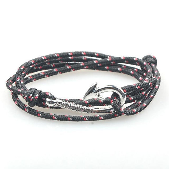 West Tide Black-Patterned Hook Bracelet (Silver)