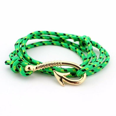 West Tide Neon Green Patterned Hook Bracelet (Gold)