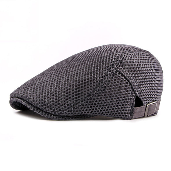 Golf Mesh Flat Cap (Charcoal)