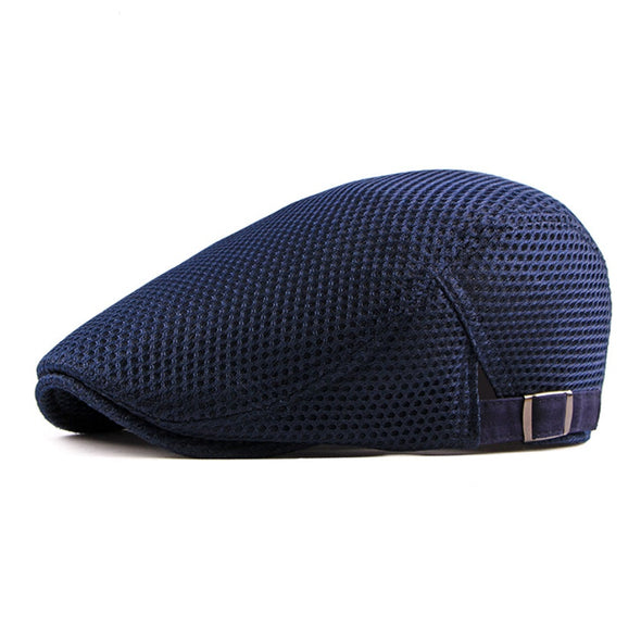 Golf Mesh Flat Cap (Navy)