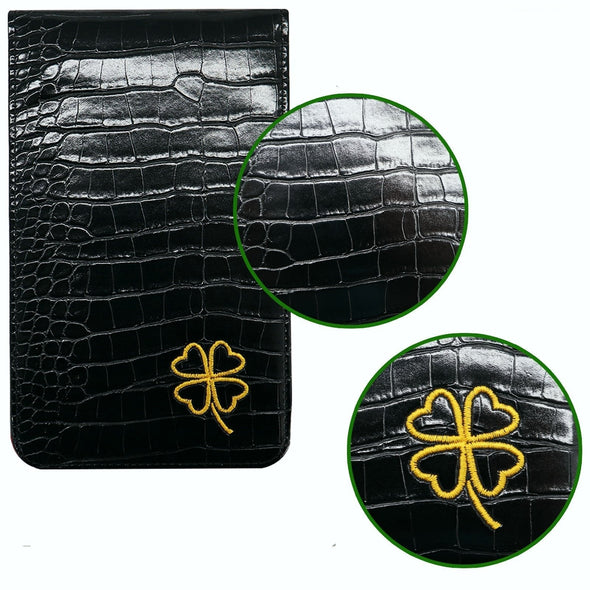 Golf Leather Lucky Clover Scorecard Holder (Black)