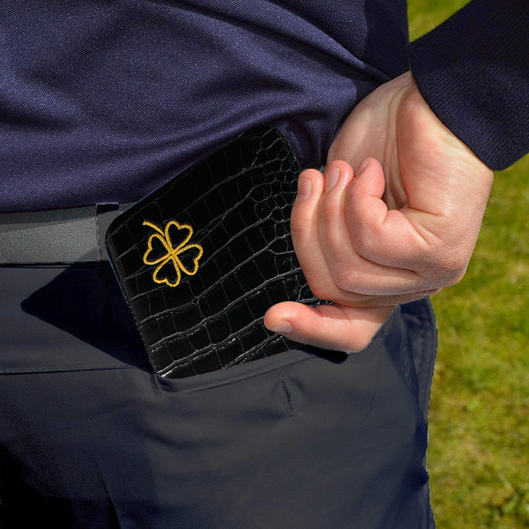 Golf Leather Lucky Clover Scorecard Holder (Black)