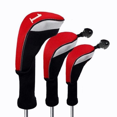 Golf Classic Wood Clubhead Covers (Red) (One Driver, One Fairway Wood, One Hybrid)