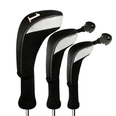 Golf Classic Wood Clubhead Covers (Black) (One Driver, One Fairway Wood, One Hybrid)