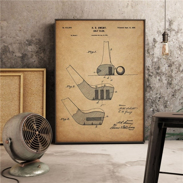 Golf Vintage Clubhead Wall Art