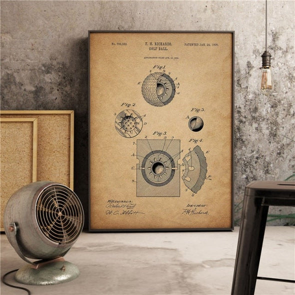 Golf Vintage Golf Ball Wall Art