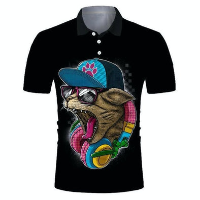 Golf Cooltech Digital Art Loud Shirt (Crazy Cat)