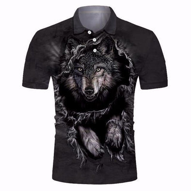 Golf Cooltech Digital Art Loud Shirt (Pouncing Wolf)