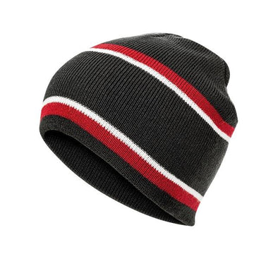 Olympus Black & Red Striped Comfort Beanie